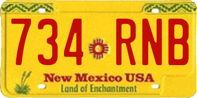 NM license plate 734RNB
