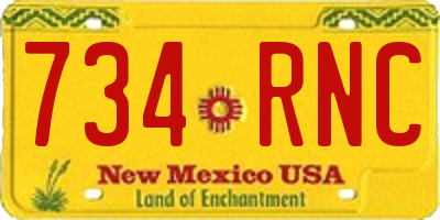 NM license plate 734RNC