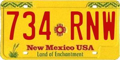 NM license plate 734RNW