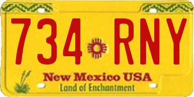NM license plate 734RNY