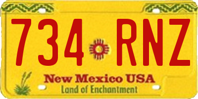 NM license plate 734RNZ