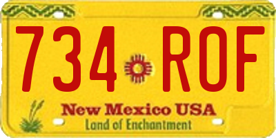 NM license plate 734ROF