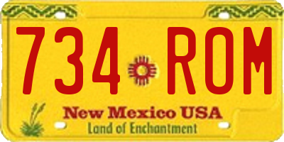 NM license plate 734ROM