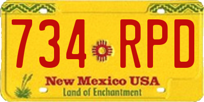 NM license plate 734RPD