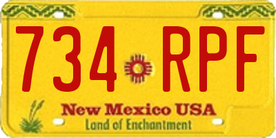 NM license plate 734RPF