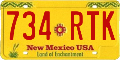 NM license plate 734RTK