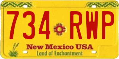 NM license plate 734RWP