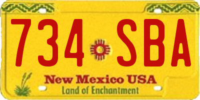 NM license plate 734SBA