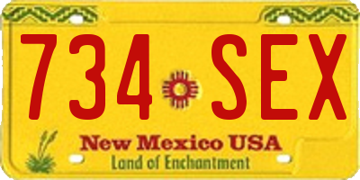 NM license plate 734SEX