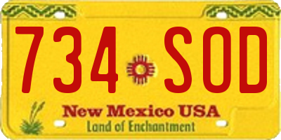 NM license plate 734SOD