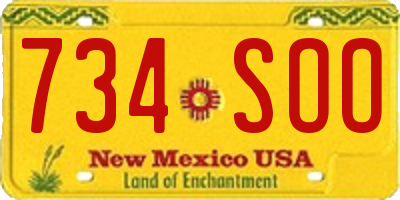 NM license plate 734SOO