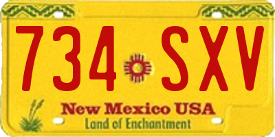 NM license plate 734SXV
