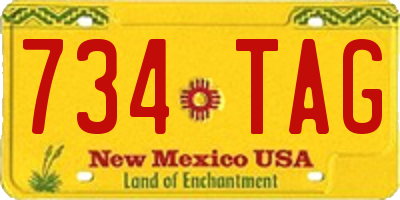 NM license plate 734TAG