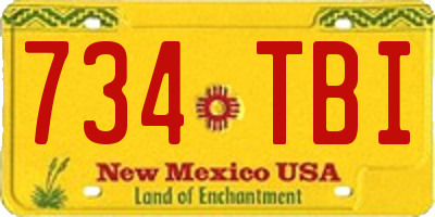 NM license plate 734TBI