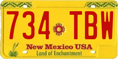 NM license plate 734TBW