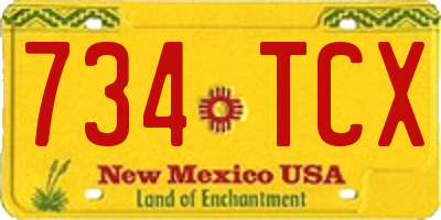 NM license plate 734TCX