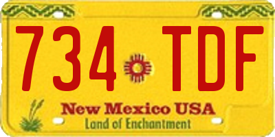 NM license plate 734TDF