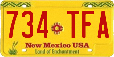 NM license plate 734TFA