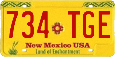 NM license plate 734TGE