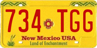 NM license plate 734TGG