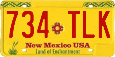 NM license plate 734TLK