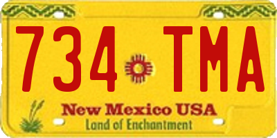 NM license plate 734TMA