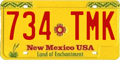NM license plate 734TMK
