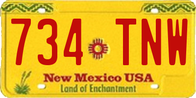NM license plate 734TNW