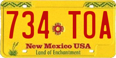 NM license plate 734TOA