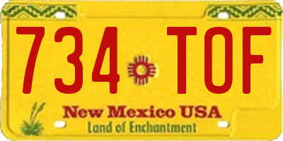 NM license plate 734TOF