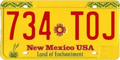 NM license plate 734TOJ