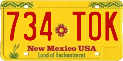 NM license plate 734TOK
