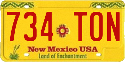NM license plate 734TON