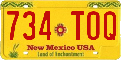 NM license plate 734TOQ