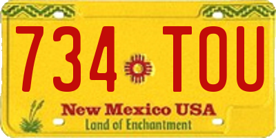 NM license plate 734TOU