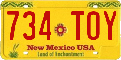NM license plate 734TOY