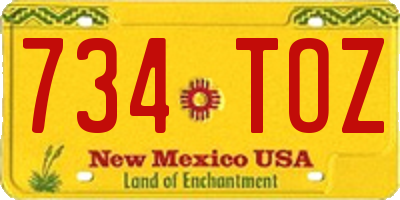 NM license plate 734TOZ