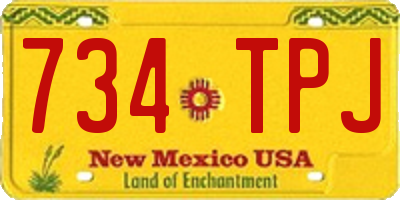 NM license plate 734TPJ