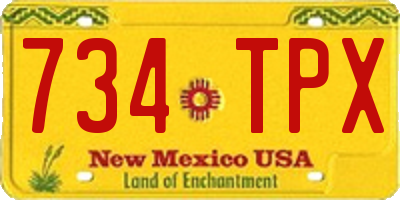 NM license plate 734TPX