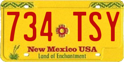 NM license plate 734TSY