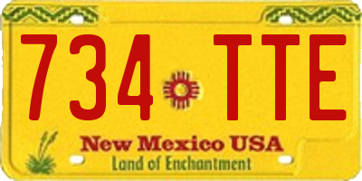 NM license plate 734TTE