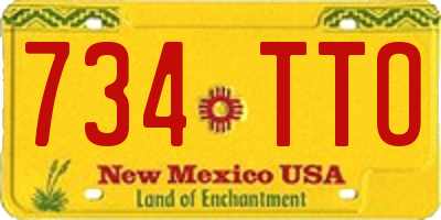 NM license plate 734TTO