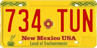 NM license plate 734TUN