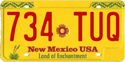 NM license plate 734TUQ