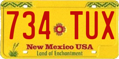 NM license plate 734TUX