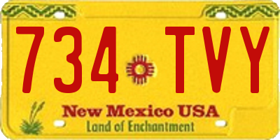 NM license plate 734TVY