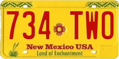 NM license plate 734TWO