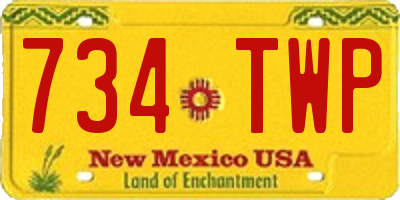 NM license plate 734TWP