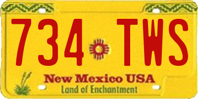 NM license plate 734TWS