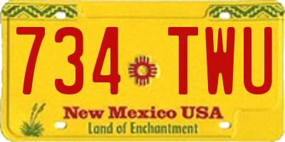 NM license plate 734TWU